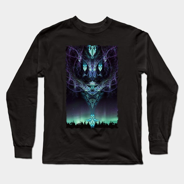 Midnight Aura - Visionary Fractal Manipulation - Manafold Art Long Sleeve T-Shirt by Manafold